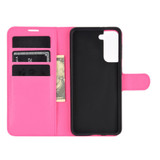 For Samsung Galaxy S21 Case Lychee Folio Protective PU Leather Wallet Cover, Rose red | iCoverLover.com.au | Phone Cases