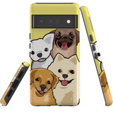 For Google Pixel 6 Pro Case Tough Protective Cover Illustrated Puppies