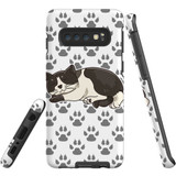 For Samsung Galaxy S10 Case Tough Protective Cover Tuxedo Cat