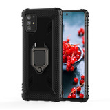 For Samsung Galaxy A71 , 5G Carbon Fiber Protective Case, Ring Holder, Black | iCoverLover.com.au | Samsung Galaxy A Cases