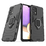 For Samsung Galaxy A32 4G Plastic Shockproof Protective Case, Magnetic Ring Holder, Black | iCoverLover.com.au | Samsung Galaxy A Cases