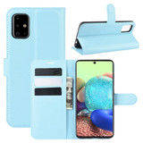 For Galaxy A71 5G Lychee Folio Protective Case, Kickstand, Wallet, Blue | iCoverLover.com.au | Samsung Galaxy A Cases