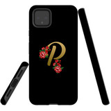 For Google Pixel 7, 6 Pro, 5, 4A 5G, 4A, 4 XL, 4 Case, Tough Protective Back Cover, Embellished Letter P | Protective Cases | iCoverLover.com.au