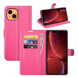 For iPhone 13 mini Case Lychee Texture Folio Protective Cover Wallet, Rose Red | PU Leather Cases | iCoverLover.com.au