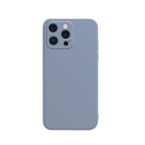 For iPhone 13 mini Case Solid Color Cube Straight Edge Liquid Silicone Lining Flannel Cover, Blue | Plastic Cases | iCoverLover.com.au