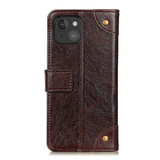 For iPhone 13 Pro Max, 13, 13 Pro, 13 mini Case, Retro PU Leather Wallet Cover, Copper Accents, Coffee | PU Leather Cases | iCoverLover.com.au