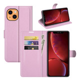 For iPhone 13/13 mini Case, Lychee Wallet Folio Cover, Kickstand, Pink | PU Leather Cases | iCoverLover.com.au