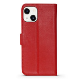 For iPhone 13 mini Case Fashion Cowhide Genuine Leather Wallet Cover Red