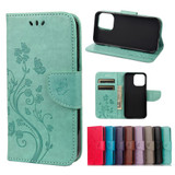 For iPhone 13 Case Butterfly Flower Pattern Folio PU Leather Cover Wallet, Green | PU Leather Cases | iCoverLover.com.au