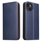 For iPhone 13 Case Leather Flip Wallet Folio Cover with Stand Blue