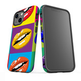 For iPhone 14 Pro Max/14 Pro/14 Plus/14, 13 Pro Max, 13 Pro, 13, 13 mini Case, Protective Back Cover, Pop Art Lips | Shockproof Cases | iCoverLover.com.au