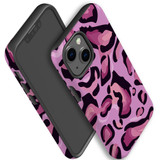 For iPhone 14 Pro Max/14 Pro/14 Plus/14, 13 Pro Max, 13 Pro, 13, 13 mini Case, Protective Back Cover, Magenta Leopard Pattern | Shockproof Cases | iCoverLover.com.au