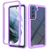 For Samsung Galaxy S21 FE Case, Solid Protective Armour Cover, Clear Back, Purple | iCoverLover Australia