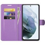 For Samsung Galaxy S21 FE Case, Lychee Texture, Protective PU Leather Wallet Cover, Purple | iCoverLover.com.au