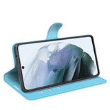 For Samsung Galaxy S21 FE Case, Lychee Texture, Protective PU Leather Wallet Cover, Blue | iCoverLover.com.au