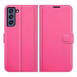 For Samsung Galaxy S21 FE Case, Lychee Texture, Protective PU Leather Wallet Cover, Rose Red | iCoverLover.com.au