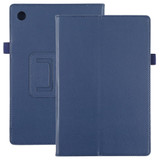 For Samsung Galaxy Tab A8 10.5in (2021) Case, Lychee Texture Solid Colour, PU Leather Cover, Dark Blue | Folio Cases | iCoverLover.com.au