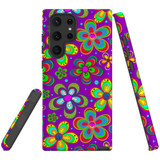 For Samsung Galaxy S23 Ultra, S23+ Plus, S23, S22 Ultra, S22+, S22, S10 5G Case, Protective Back Cover, Purple Floral Design | Protective Cases | iCoverLover.com.au