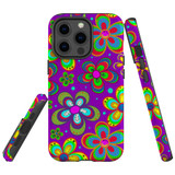 For iPhone 14 Pro Max/14 Pro/14 and older Case, Protective Back Cover, Purple Floral Design | Shockproof Cases | iCoverLover.com.au