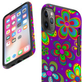 For iPhone 14 Pro Max/14 Pro/14 and older Case, Protective Back Cover, Purple Floral Design | Shockproof Cases | iCoverLover.com.au