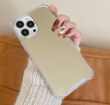 For iPhone 13 Case Mirrored Makeup Cover Gold