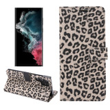 For Samsung Galaxy S22 Ultra 5G Case, Leopard Pattern Flip PU Leather Cover, Brown | iCoverLover Australia
