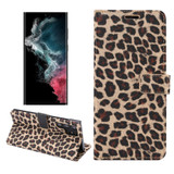 For Samsung Galaxy S22 Ultra 5G Case, Leopard Pattern Flip PU Leather Cover, Yellow | iCoverLover Australia