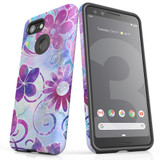 For Google Pixel 3 Case Tough Protective Cover, Flower Swirls