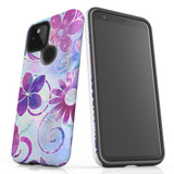 For Google Pixel 4a 5G Case Tough Protective Cover, Flower Swirls