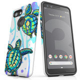 For Google Pixel 3 Case Tough Protective Cover, Swimming Turtles