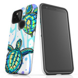 For Google Pixel 4a 5G Case Tough Protective Cover, Swimming Turtles