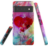 For Google Pixel 6 Pro Case Tough Protective Cover Heart Painting