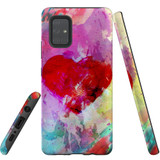 For Samsung Galaxy A71 5G Case Tough Protective Cover, Heart Painting