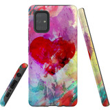 For Samsung Galaxy A71 4G Case Tough Protective Cover, Heart Painting