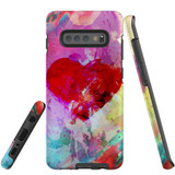 For Samsung Galaxy S10+ Plus Case Tough Protective Cover, Heart Painting