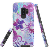 For Samsung Galaxy S9+ Plus Case Tough Protective Cover, Flower Swirls