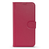 For iPhone 14 Pro Case Fashion Cowhide Genuine Leather Wallet Cover Pink