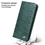 For iPhone 14 Pro Max Case Crocodile Pattern Genuine Cow Wallet Leather Cover Green