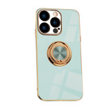 For iPhone 14 Pro Case Electroplating Luxury Kickstand Ring Holder Cover Cyan