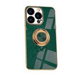 For iPhone 14 Pro Case Electroplating Luxury Kickstand Ring Holder Cover Dark Green