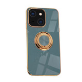 For iPhone 14 Plus Case Electroplating Luxury Kickstand Ring Holder Cover Gray