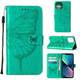For iPhone 14 Pro Max, 14 Pro, 14 Plus, 14 Case, Floral Butterfly, PU Leather, Lanyard, Stand, Green | Wallet Folio Cases | iCoverLover.com.au