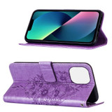 For iPhone 14 Pro Max, 14 Pro, 14 Plus, 14 Case, Floral Butterfly, PU Leather, Lanyard, Stand, Light Purple | Wallet Folio Cases | iCoverLover.com.au