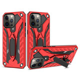 For iPhone 14 Pro Case Armour Strong Shockproof Tough Cover with Kickstand Red