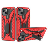 For iPhone 14 Plus Case Armour Strong Shockproof Tough Cover with Kickstand Red
