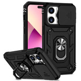 For iPhone 14 Pro Case Tough Protective Slide Camera Cover Magnetic Ring Holder Black
