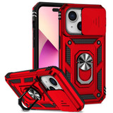 For iPhone 14 Plus Case Tough Protective Slide Camera Cover Magnetic Ring Holder Red