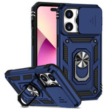 For iPhone 14 Pro Case Tough Protective Slide Camera Cover Magnetic Ring Holder Blue