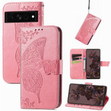 For Google Pixel 7 Case, Butterfly Embossed Cover, Stand, Pink | Wallet Cases | iCoverLover.com.au