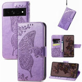 For Google Pixel 7 Case, Butterfly Embossed Cover, Stand, Light Purple | Wallet Cases | iCoverLover.com.au